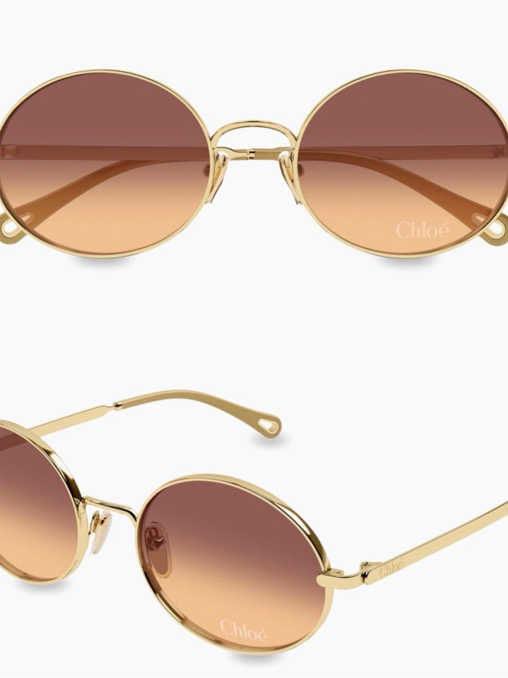 Chloé 55mm Gradient Round Sunglasses GOLD/ BROWN LENS NWT and case